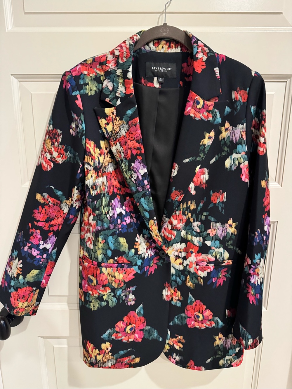 Liverpool Black Floral Blazer with Multicolor Blossoms